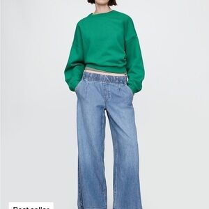 NWT Gap Mid Rise UltraSoft Pleated Easy Baggy Jeans